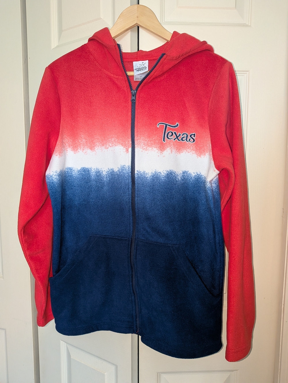 Texas Colorblock Zip Hoodie in Red, White & Navy